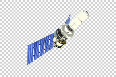 Low angle view ofÂ 3d modern solar satellite Stockillustratie