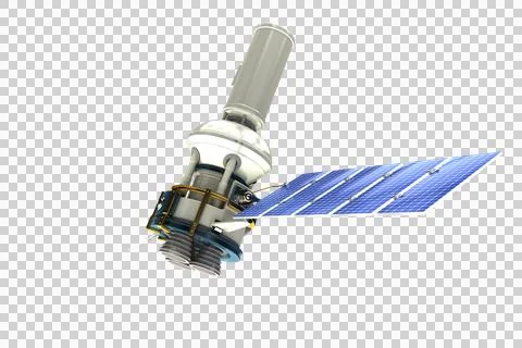 Low angle view ofÂ 3d modern solar power satellite Stockillustratie