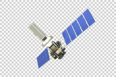 Low angle view ofÂ 3d modern solar satellite Stockillustratie