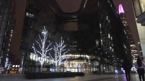 Low angle view of the office building at night. Stock Footage 100089811