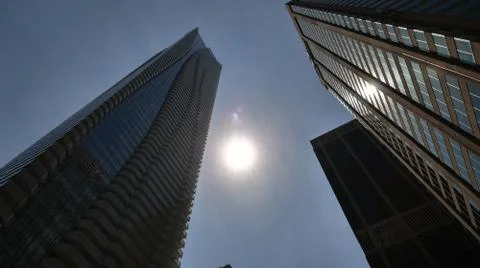 Low Angle View On Office Towers In Downtown Toronto Stock Photos