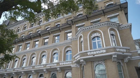 A low angle view of an old apartment building. Stock Footage 131244673