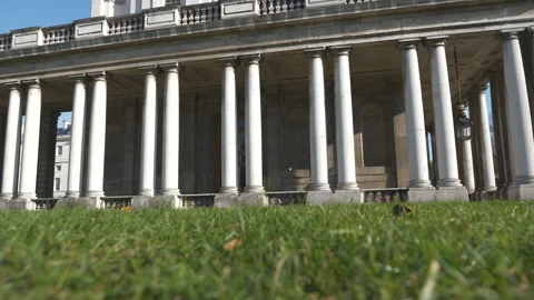 A low angle view an old building with columns. Stock Footage 143845253