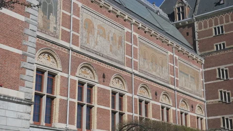 A low angle view of an old building with biblical themed fresco. Stock Footage 177082615