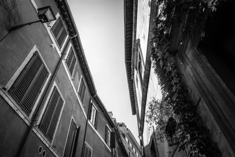 Low angle view of old buildings in historical centre of Rome a s Stock Photos