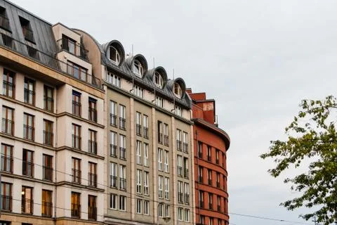 Low angle view of old residential buildings in Berlin Mitte Stock Photos
