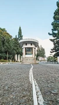 Low angle view. An old-styled surveillance point at junction Stock Photos