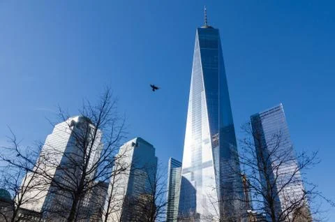 Low angle view of the One World Trade Centre in Manhattan, New York Stock Photos