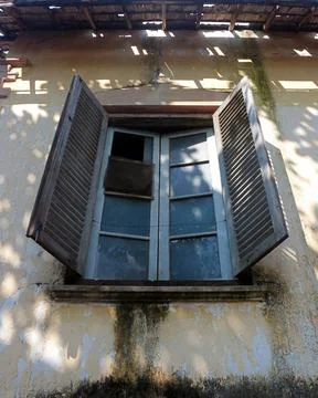 Low angle view of an opened classical window. Stock Photos