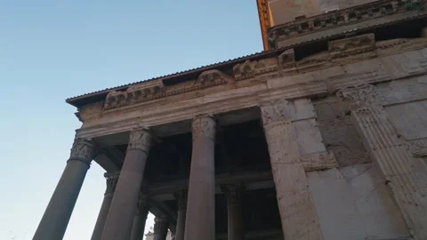 Low angle view of the Pantheon columns and ancient Roman architecture Video stock 337231548