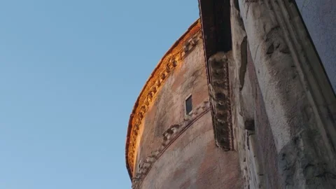 Low angle view of the Pantheon rotunda wall and ancient Roman masonry Stock Footage 337231309