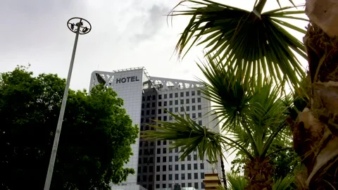 Low-angle view of Park Mall building in Setif downtown. 4K Video stock 241749449