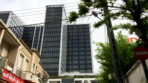 Low-angle view of Park Mall building in Setif downtown. Video stock 241749513