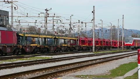 Low angle view of passenger train incoming Stock Footage 189325737