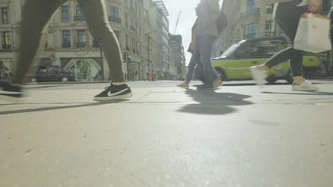 Low angle view of pedestrians in Regent Street, London Video stock 108349296