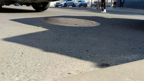 Low angle view of person crossing road Stock Footage 278368898