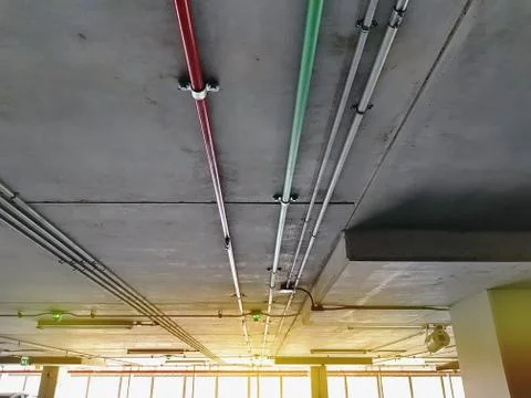 Low Angle View of Piping on the Ceiling Foto stock