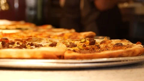 Low angle view of a pizza on a plate Stock Footage 87115768