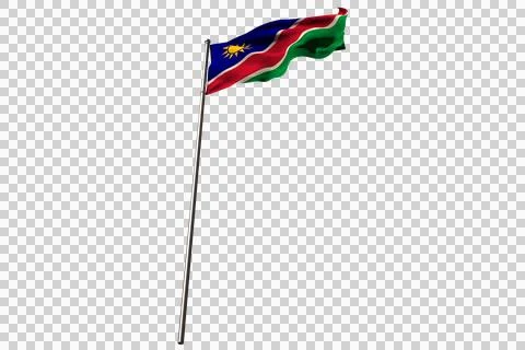 Low angle view of pole with Namibian flag Stock Photos