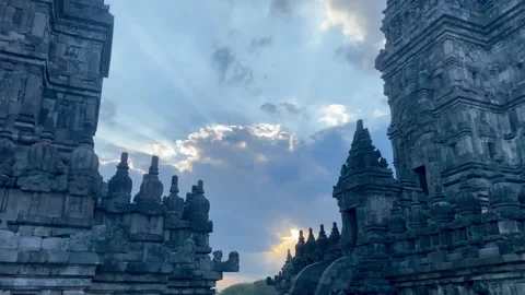 Low Angle View of Prambanan Temple Video stock 336310135