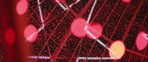 Low angle view of red Christmas lights decorations with beautiful bokeh. Stock Footage 141367363