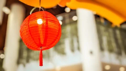 Low angle view of red lantern decorative lamp Stock Photos