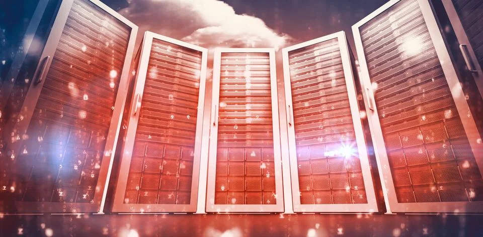 Low angle view of red network server Stock Photos