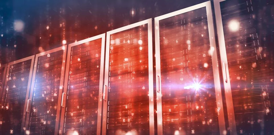Low angle view of red servers Stock Illustration