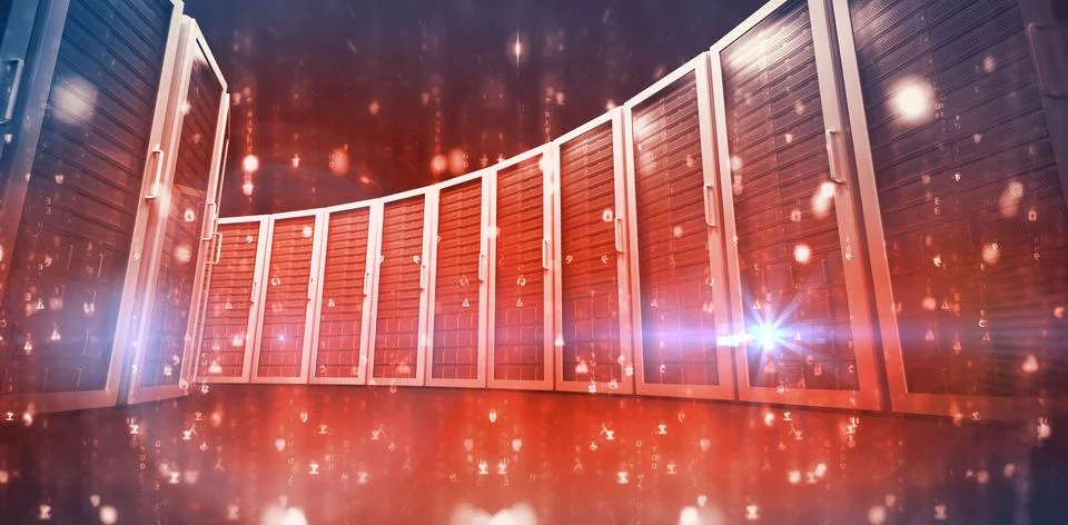 Low angle view of red servers Stock Photos