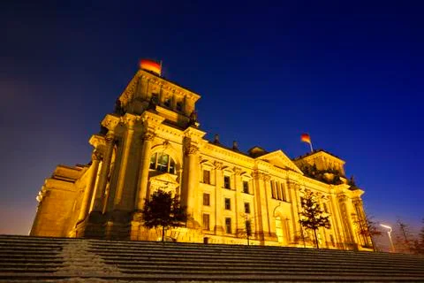 Low angle view of the Reichstag building in Berlin, Germany. Stock Photos