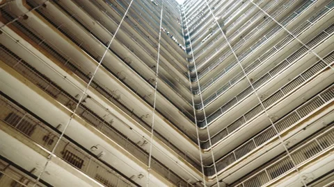 Low angle view of residential building condominium or apartment Stock Footage 98026536