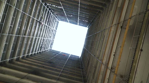 Low angle view of residential building condominium Scenery of overcrowded narrow Stock Footage 121840922