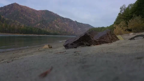 Low angle view of a riverbank in mountains. Stock Footage 310295813