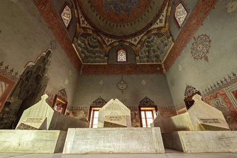 Low angle view of royal marble tombs in Muradiye Bursa Stock Photos