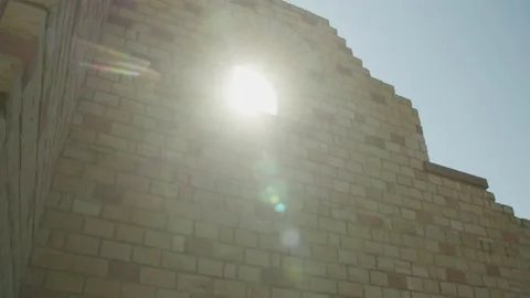 Low Angle View of Ruin of Castle with Sun Shining through Window Vídeos de archivo 166145378