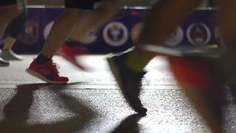 Low angle view of runners , running on mini-marathon. Stock Footage 141926166