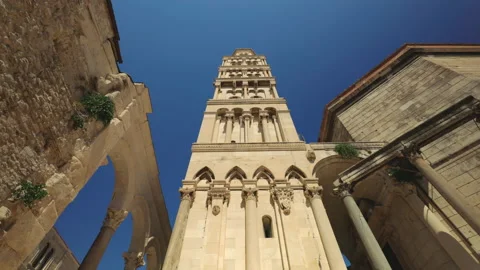 Low angle view of Saint Domnius Cathedral in Split Video stock 219975180