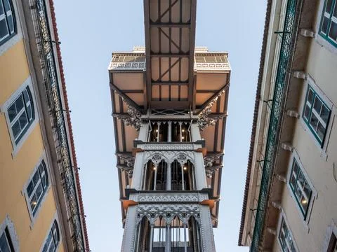 Low angle view of Santa Justa Lift Stock Photos