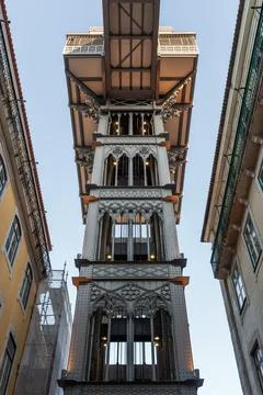 Low angle view of Santa Justa Lift Stock Photos