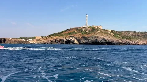 Low angle view of Santa Maria di Leuca lighthouse Vídeo Stock 278845414