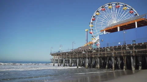 Low angle view of the Santa Monica Pier. Stock Footage 62429397