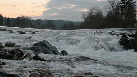 Low angle view of Sava river cascades in pristine nature Stock Footage 150733146
