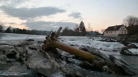 Low angle view of Sava river cascades in pristine nature Stock Footage 150734618