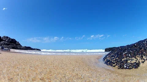 Low angle view on shoreline Stock Footage 23105544