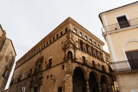 Low-angle view showcasing the architectural details of a historic building in Stock Photos