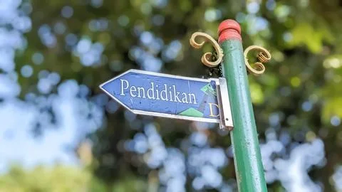 Low Angle View of A Sign Direction at the Learning Center. Stock Photos