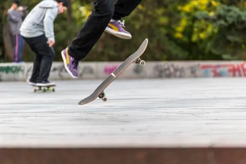 Low angle view of skateboard tricks Stock Photos