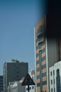 Low angle view of sky scraper in Abu Dhabi,UAE.20.09.2020. Stock Photos