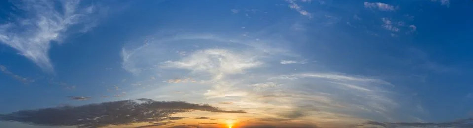 Low Angle View Of Sky At Sunset Panorama Stock Photos