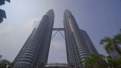 Low angle view of skyline with blue sky in the city of kuala lumpur Video stock 111279755